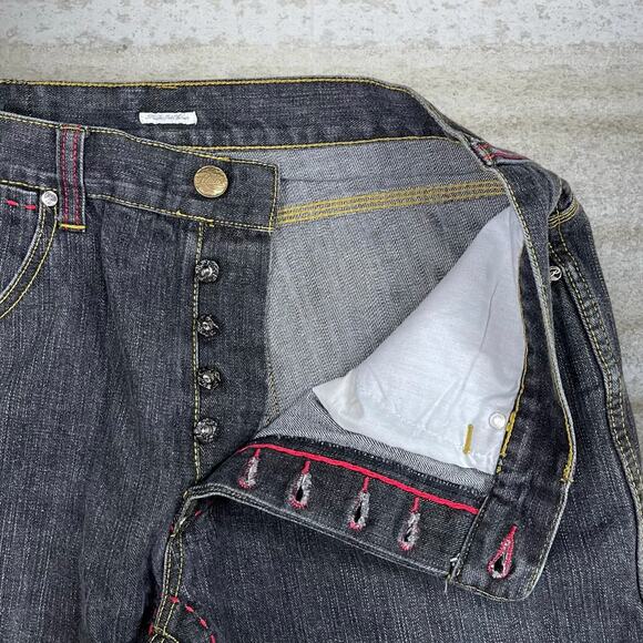 Vintage Skater Wide Leg Jeans Parish Smoke Black Wash Baggy Denim Rap Style Y2K - Picture 5 of 6